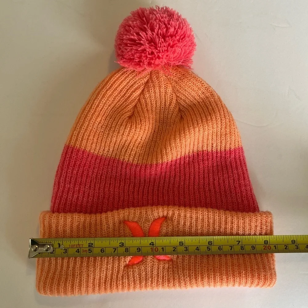 Youth Coral and Pink Striped Hurley Beanie OS